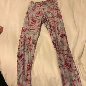 Pink floral yoga leggings